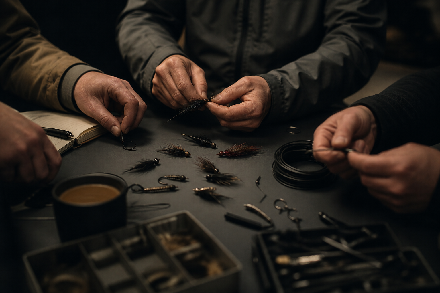 Workshop mit Ködern und Angelzubehör
